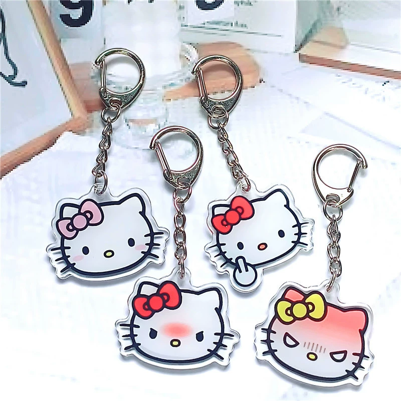 Hello kitty, акриловый брелок, двусторонний аксессуар для сумки, милый подвес, оптом