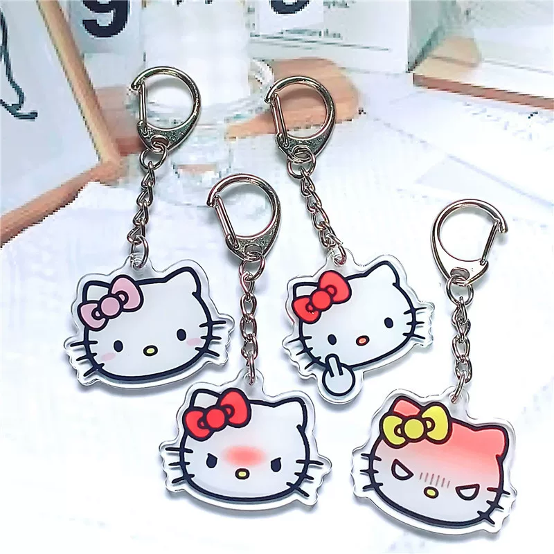 Hello kitty, акриловый брелок, двусторонний аксессуар для сумки, милый подвес, оптом
