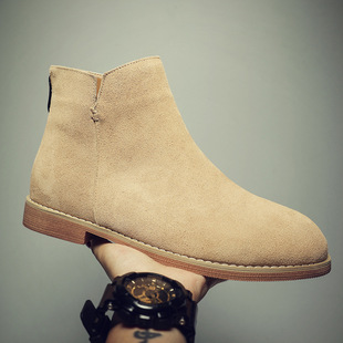 British Style Martin Boots Men's High Top Fashionable Ankle Boots Men's Boots Genuine Leather Frosted Retro Chelsea Boots Mid-Top Men's Boots