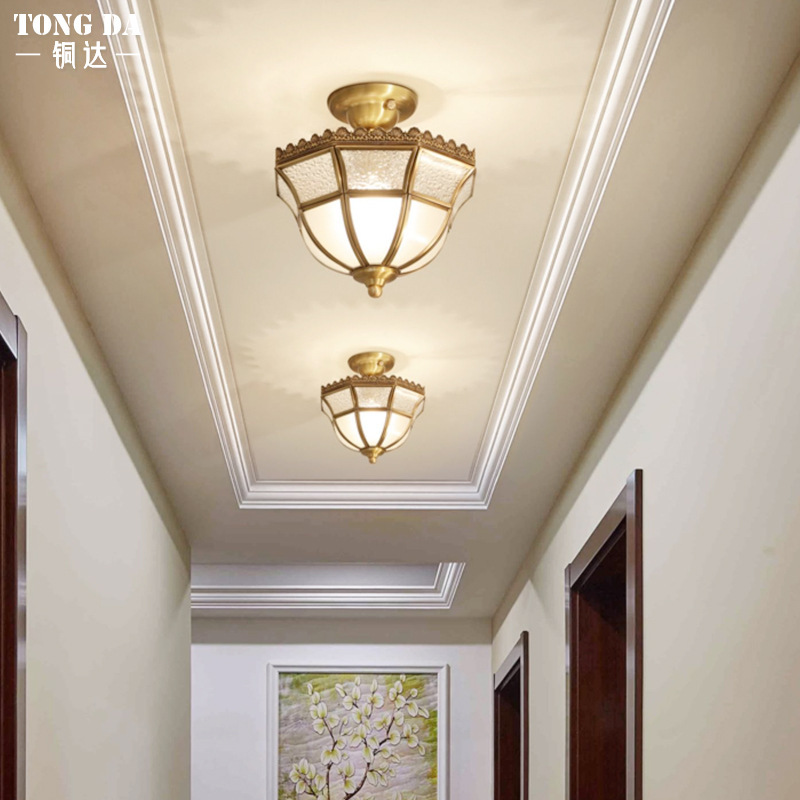 Door Aisle All Copper Ceiling Lamp Duplex Building American Living Room Entrance Stair Ceiling Lamp Simple Small Balcony Lamps Door Aisle All Copper Ceiling Lamp Duplex Building American Living Room Entrance Stair Ceiling Lamp Simple Small Balcony Lamps