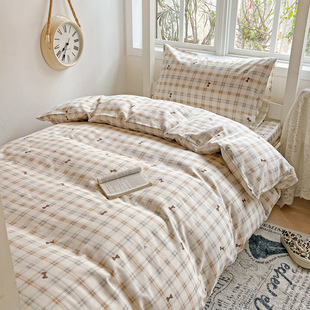 New Type a Student Dormitory Pure Cotton Three-Piece Set Pure Cotton Four-Piece Quilt Cover Bed Sheets Pillowcase Bed Bed Sheets Student