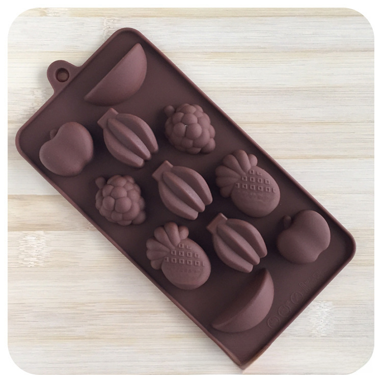 DIY silicone 11 consecutive fruit chocolate mold ice grid pudding jelly baking tools