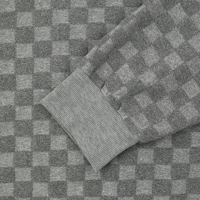 2024 Men's Spring and autumn  men's knitted shirt with jacquard chessboard plaid round neck casual bottom long sleeved top_voghion.com