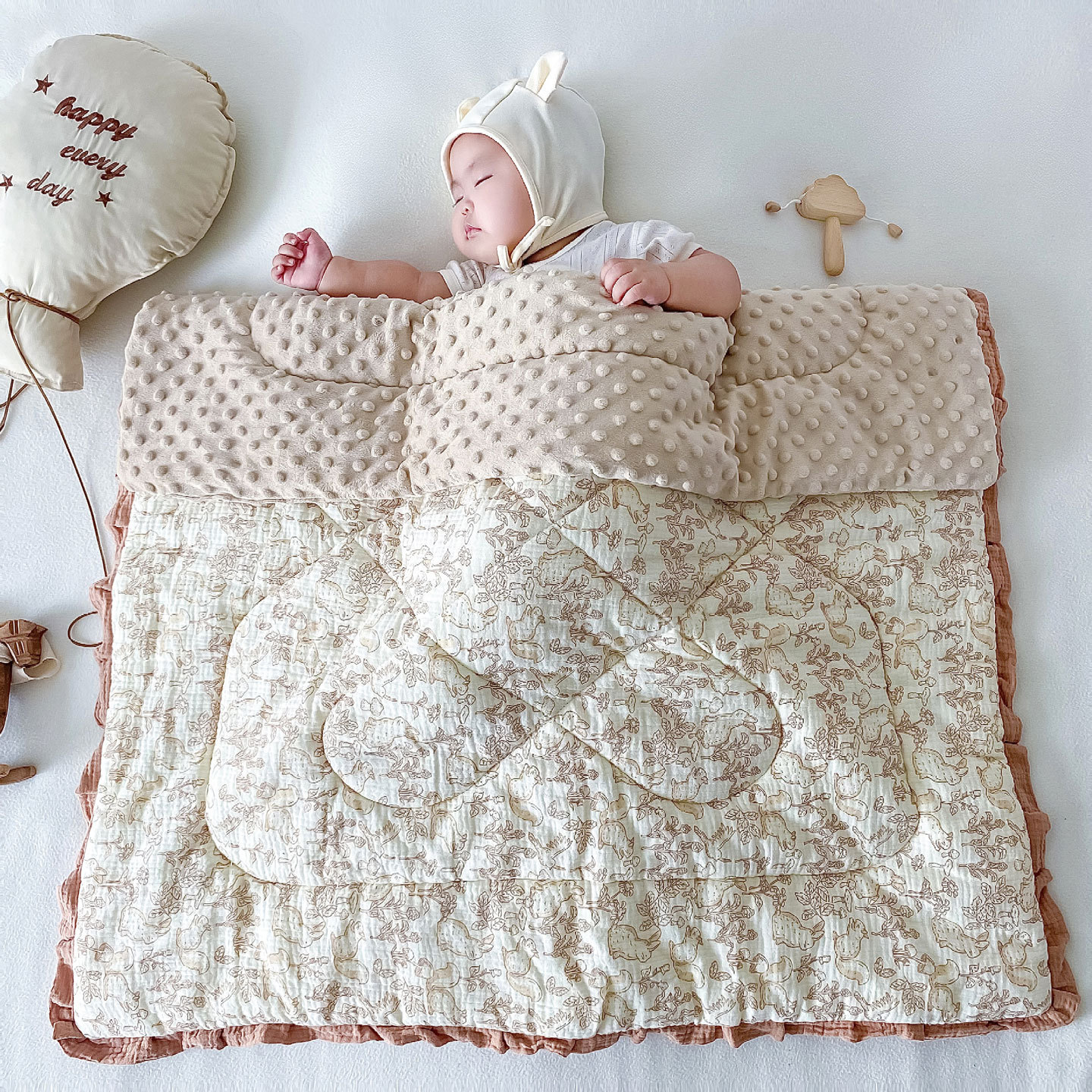 Baby Cotton Quilt, Wholesale Nap Blanket, Household Newborn Pure Cotton Class a Small Quilt, Cross-Border Bean Quilt