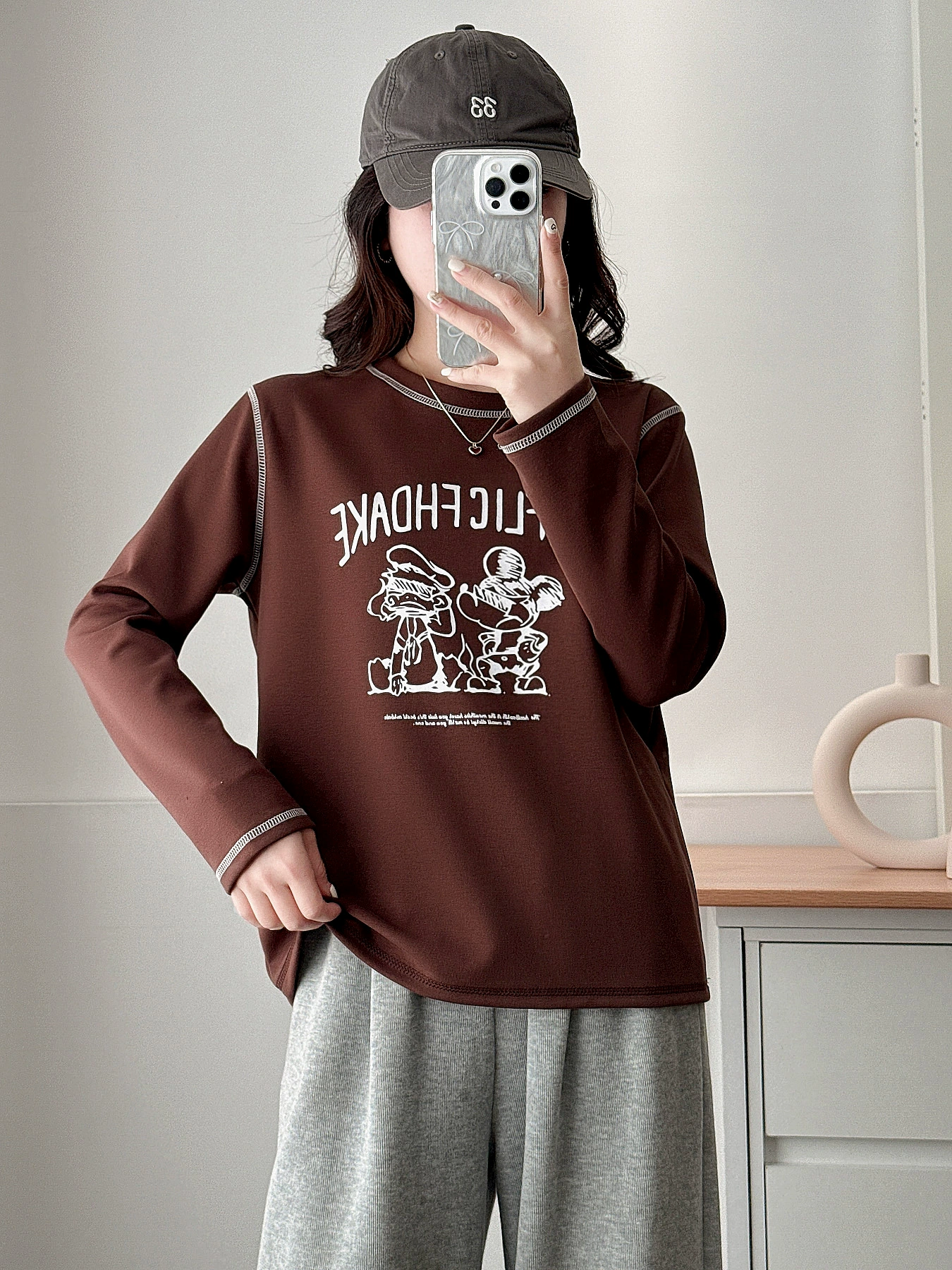 Autumn long-sleeve, base T-shirt, plus size