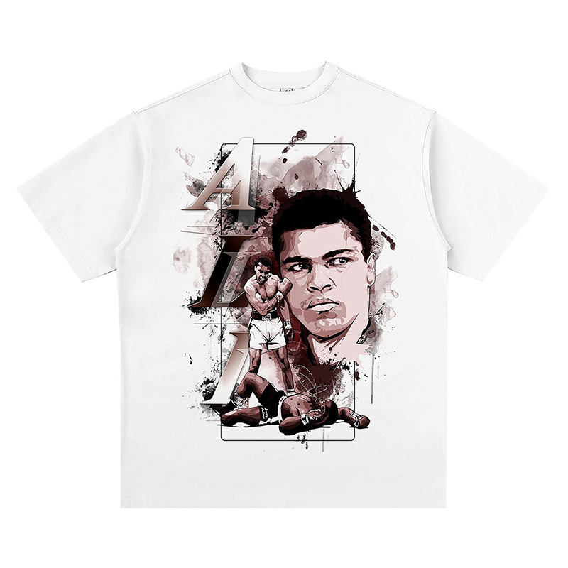 Muhammad Ali Muhammad Ali-Haj Boxing Printed Short Sleeve T-Shirt Loose Retro Trendy