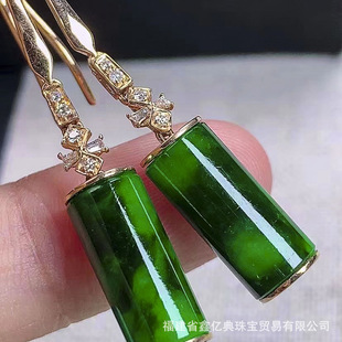 Live supply wholesale Myanmar natural jade earrings A goods 18K spicy green earrings jade jewelry with certificate