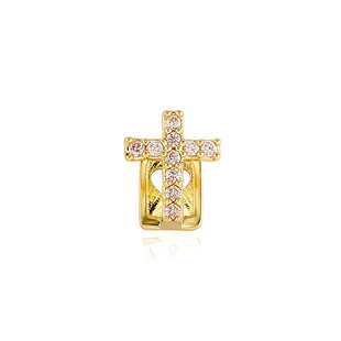 Temu Cross-Border Popular Cross Braces Trendy Men's Hip-Hop Super Cool Tooth Decoration Full of Zircon Micro-Embedded Personalized Single Tooth