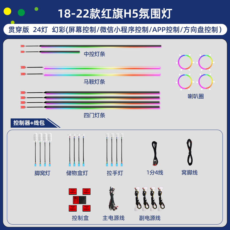 Hongqi Hongqi H5 Ambient Light Car Interior Decoration Modified (Panel (Dashboard) işıqlandırması) - iridescent