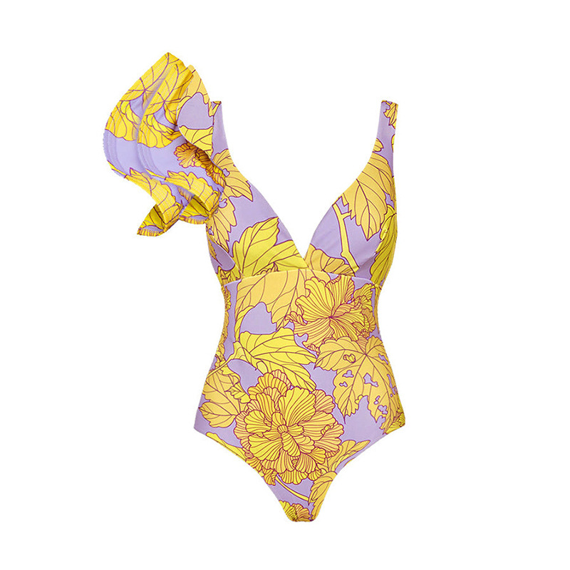 2023 new sexy one-piece swimsuit women's ruffle print swimsuit bikini beach skirt suit_voghion.com