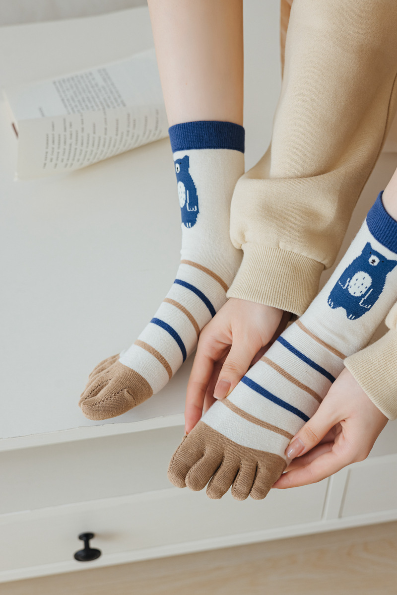 Frauen Herbst Und Winter Reine Baumwolle Fünf Finger Socken Gedruckt Split Toe Socken Vintage Bequeme Socken – Detail 18
