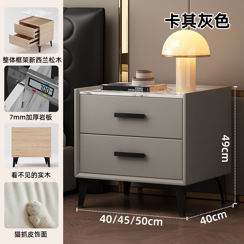Mesa de cabezal de cama de madera sólida de corteza de roca simple gabinete de lado de la cama moderno pequeño gabinete de lujo pequeño almacenamiento dormitorio doméstico