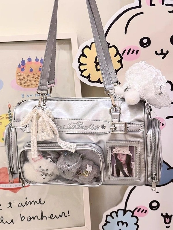 可藏灯牌原创痛包小众女包百搭休闲手提单肩透明波士顿【小春町】|undefined