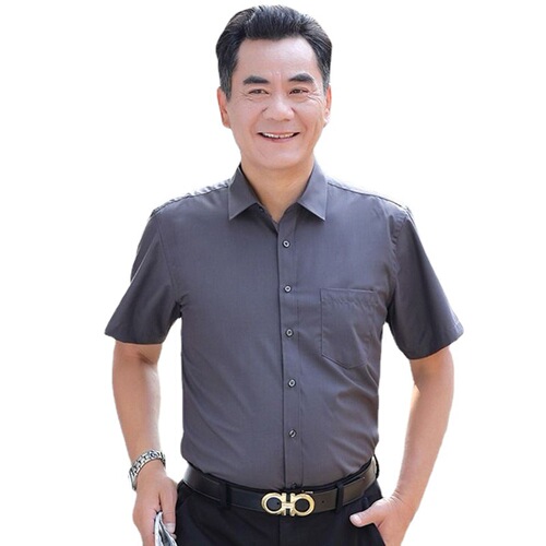 Men's short-sleeved shirt, men's summer men's casual shirt, middle-aged and old color shirt, men's loose inch shirt, dad's dress