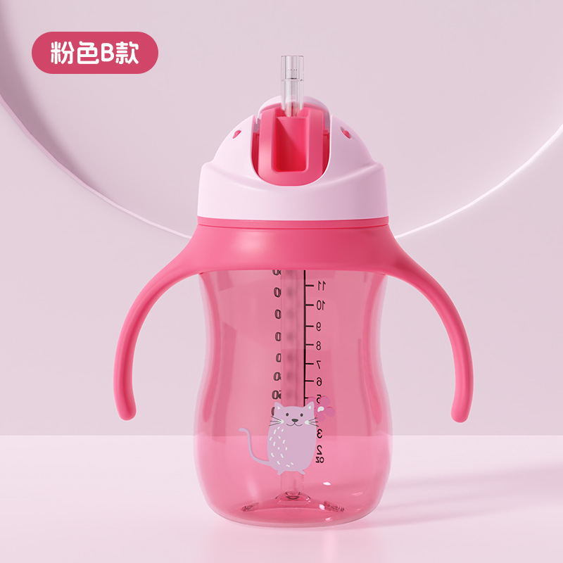 Taza de agua con tapa deslizante en caja inglesa con mango 330ml taza de paja de agua potable a prueba de goteo