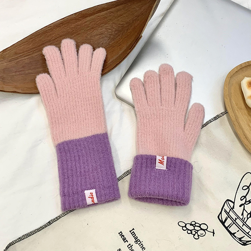 Guantes calientes de invierno para ciclismo engrosado 2025 nuevo lindo suave glutinoso imitación de peluche alargado guantes de color al por mayor