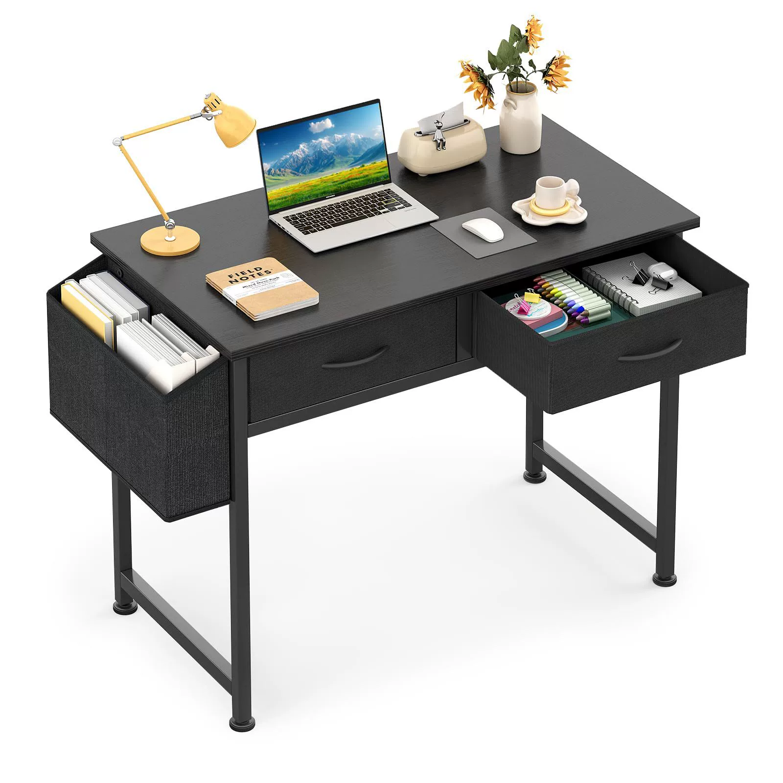 Современный минималистский компьютерный стол с тканым ящиком для спальни домашний стол с боковой сумкой и крюком