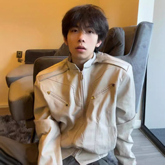 Cleanfitショートコート男性高級感ごろつきハンサムで美しいレトロなパイロット機関車ジャケット春秋