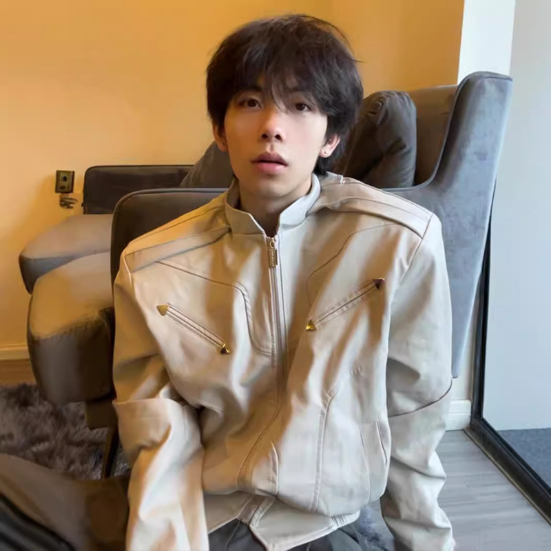 cleanfit Short Leather Jacket Men's High-end Feeling New-style Handsome American Retro Aviator Jacket Spring and Autumn