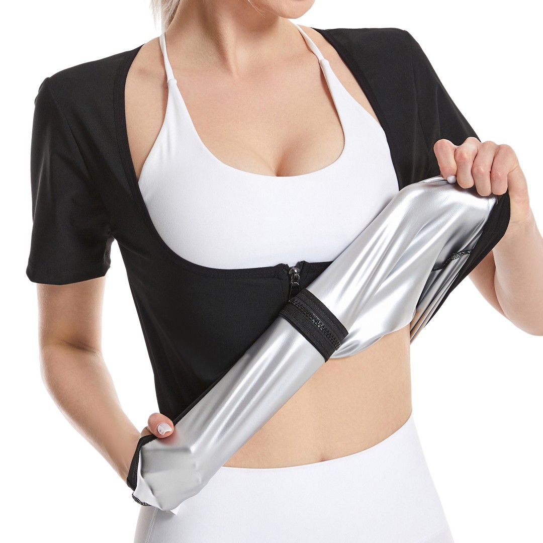 Transfronterizo de las mujeres sudor corsé pecho ropa interior yoga corsé vientre contrayendo sudor-Romper ropa cremallera deportes camiseta