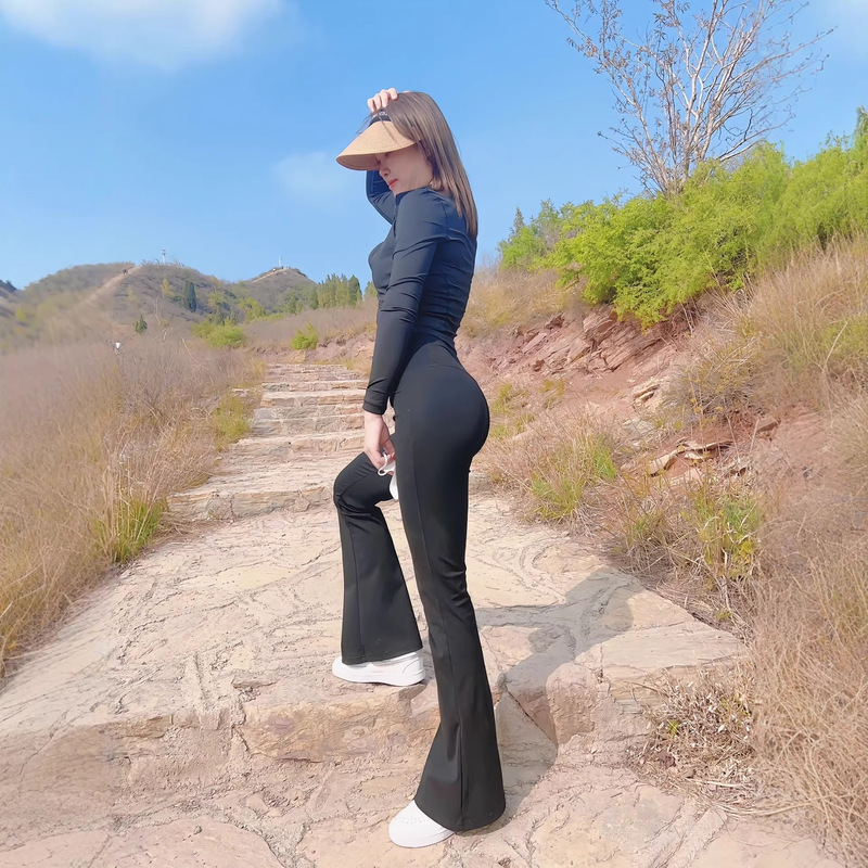 Open-Crotch Yoga Pants for Women, High-Waisted, Outdoor, No Need to Take Off, Slightly Flared Shark Pants with Invisible Zipper, Women's Fun Pants 2519 Open-Crotch Yoga Pants for Women, High-Waisted, Outdoor, No Need to Take Off, Slightly Flared Shark Pants with Invisible Zipper, Women's Fun Pants 2519