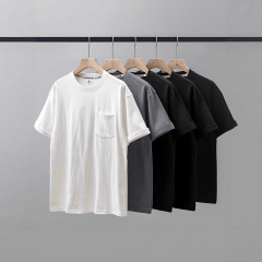 ヘビーポケット半袖Tシャツ男女兼用夏新作日本製レトロシンプル白Tカジュアルトップスボトリングシャツ