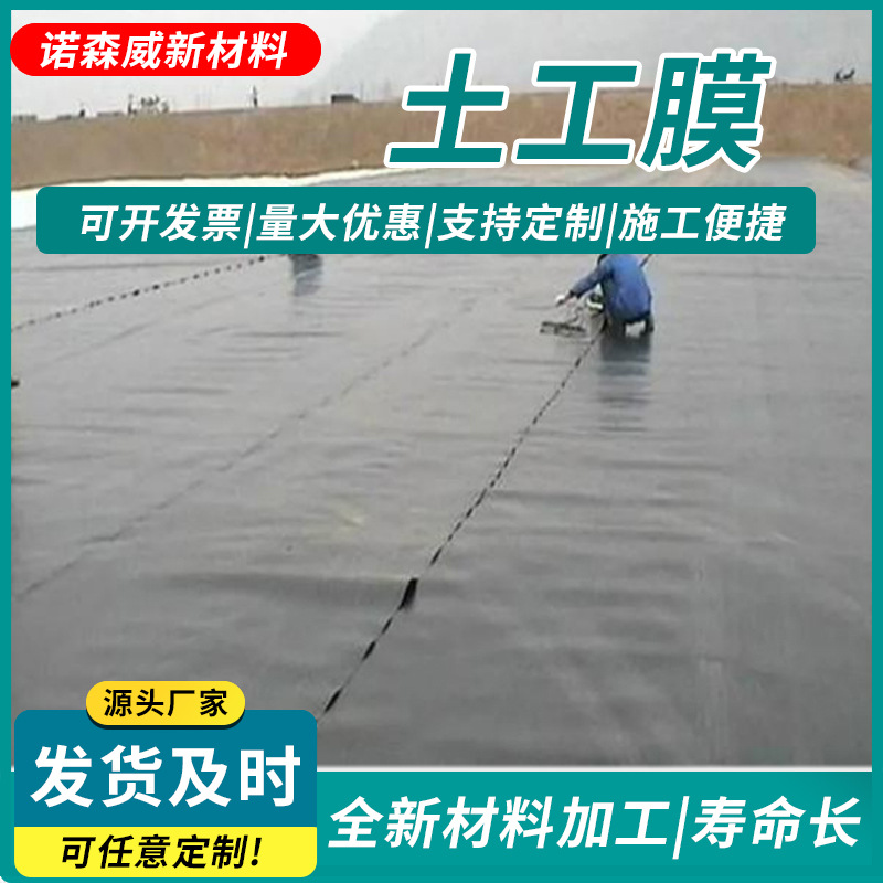 复合土工膜河道护坡园林绿化鱼塘水池垃圾填埋防渗黑色HDPE土工膜