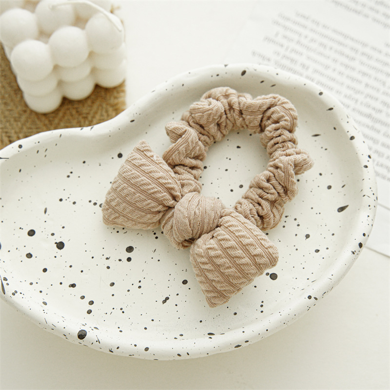 Fascia per capelli elastica per donna con fiocco imbottito in cotone PP, autunno e inverno, europea e americana, copricapo in lana_voghion.com