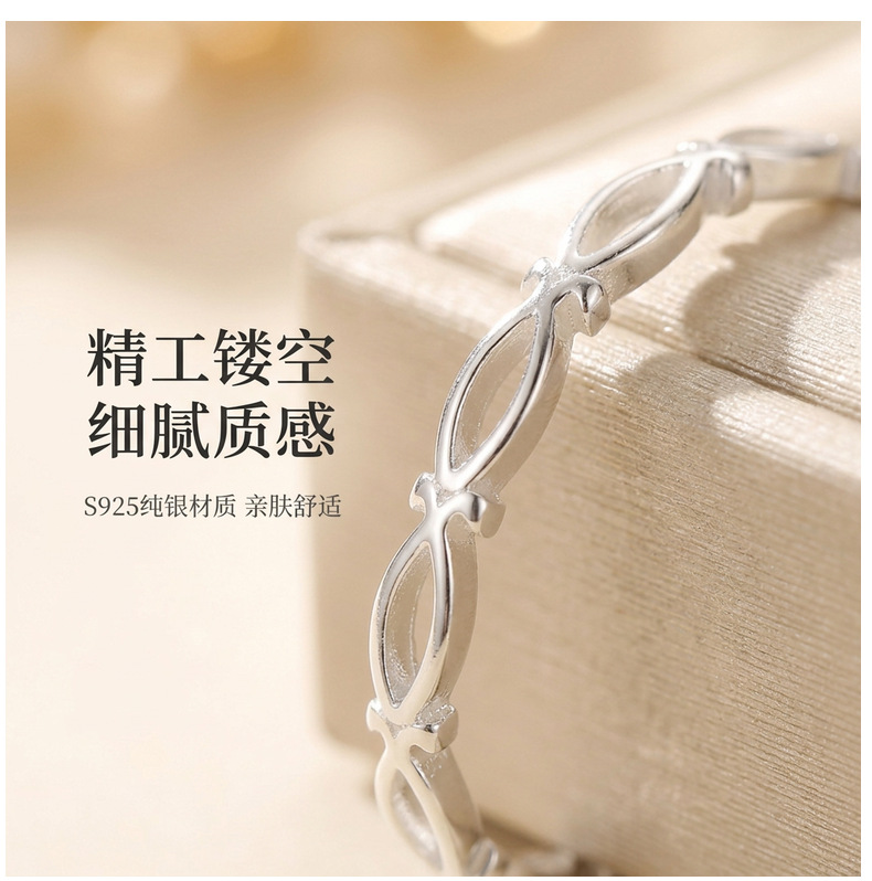 S925 Sterling Silver Hollow Interwoven Ring Women Mini