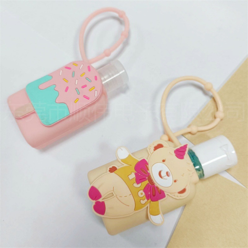 卡通免水洗手液硅胶瓶套 雪糕独角兽香水套 30ML硅胶香水瓶套