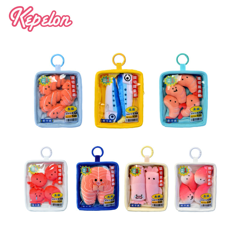Kaipelon シーフード マーケット かわいいフレッシュカットトレイ 北極貝 サバ サーモンフィレ エビ肉 ぬいぐるみペンダント|undefined