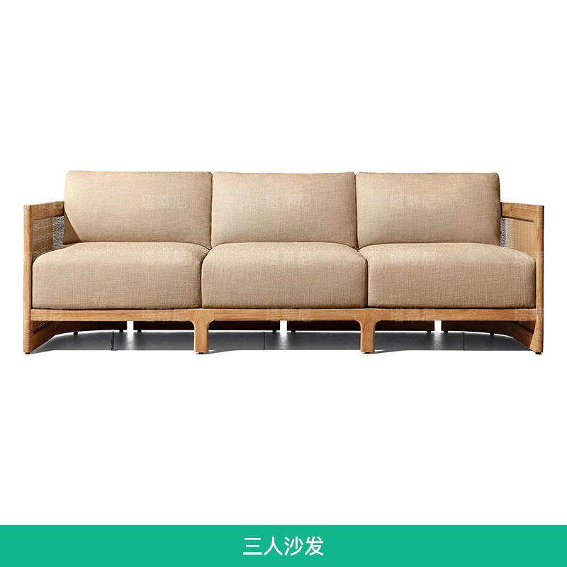 Sofá de teca al aire libre Patio Villa Terraza Muebles de madera impermeable Hotel Resort Protector solar Sofá de madera maciza image 16