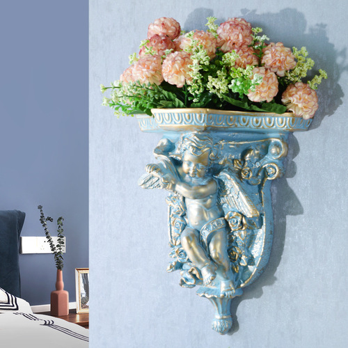 Manufacturer cross-border wholesale European decoration creative angel wall hanging flower pot wall vase three-dimensional wall decoration crafts