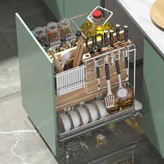 NAZHI/NAZHI Stainless Steel Spice Basket Wholesale Kitchen Cabinet Drawer Style Storage Rack Spice Basket Direct Sales