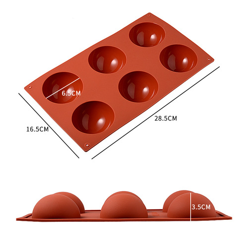 6连大半圆硅胶蛋糕模巧克力慕斯蛋糕模 DIY烘焙工具硅胶半圆模具