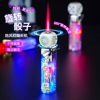 新款创意高颜值透明发光长彩灯充气防风打火机红焰KTV炫酷潮流
