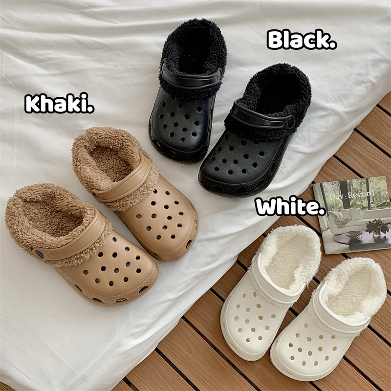 New Cotton Slippers fleece-lined Hole Shoes Women's Detachable Winter Eva Warm Thickened Outwear Couple's Cotton Shoes New Cotton Slippers fleece-lined Hole Shoes Women's Detachable Winter Eva Warm Thickened Outwear Couple's Cotton Shoes