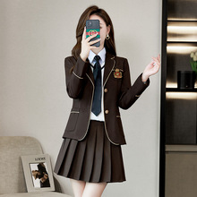 幼儿园老师园服秋装工作服幼师教师面试穿搭职业长袖百褶裙JK制服