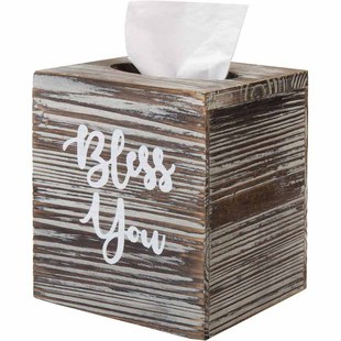 Bamboo and Wood Products Manufacturer Spray Paint Medium Fiber Density Board Crafts Wooden Custom Retro Square Pine Tissue Box