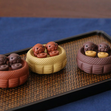 紫砂可养茶宠茶玩功夫茶具餐具茶道创意装饰摆件小雕塑抱钱猪