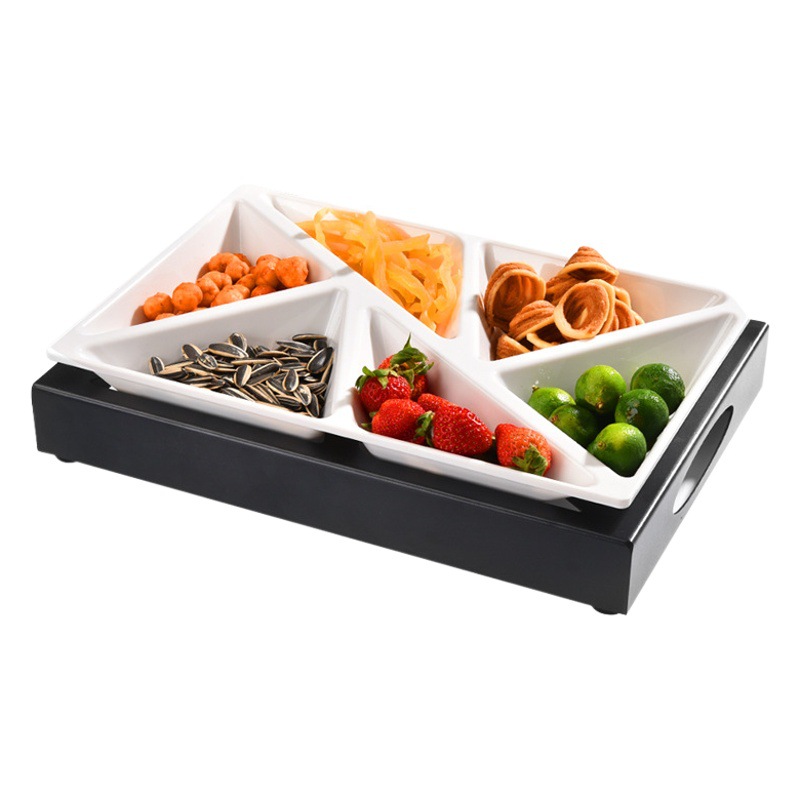 Bar 6-en-1 plato de merienda plato de fruta KTV plato de fruta luminosa pintura de hierro negro merienda comercial plato traje de rack