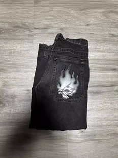 Джинсы (JNCO) мужские Harajuku хип‑хоп ретро с черепом, уличный Y2K стиль