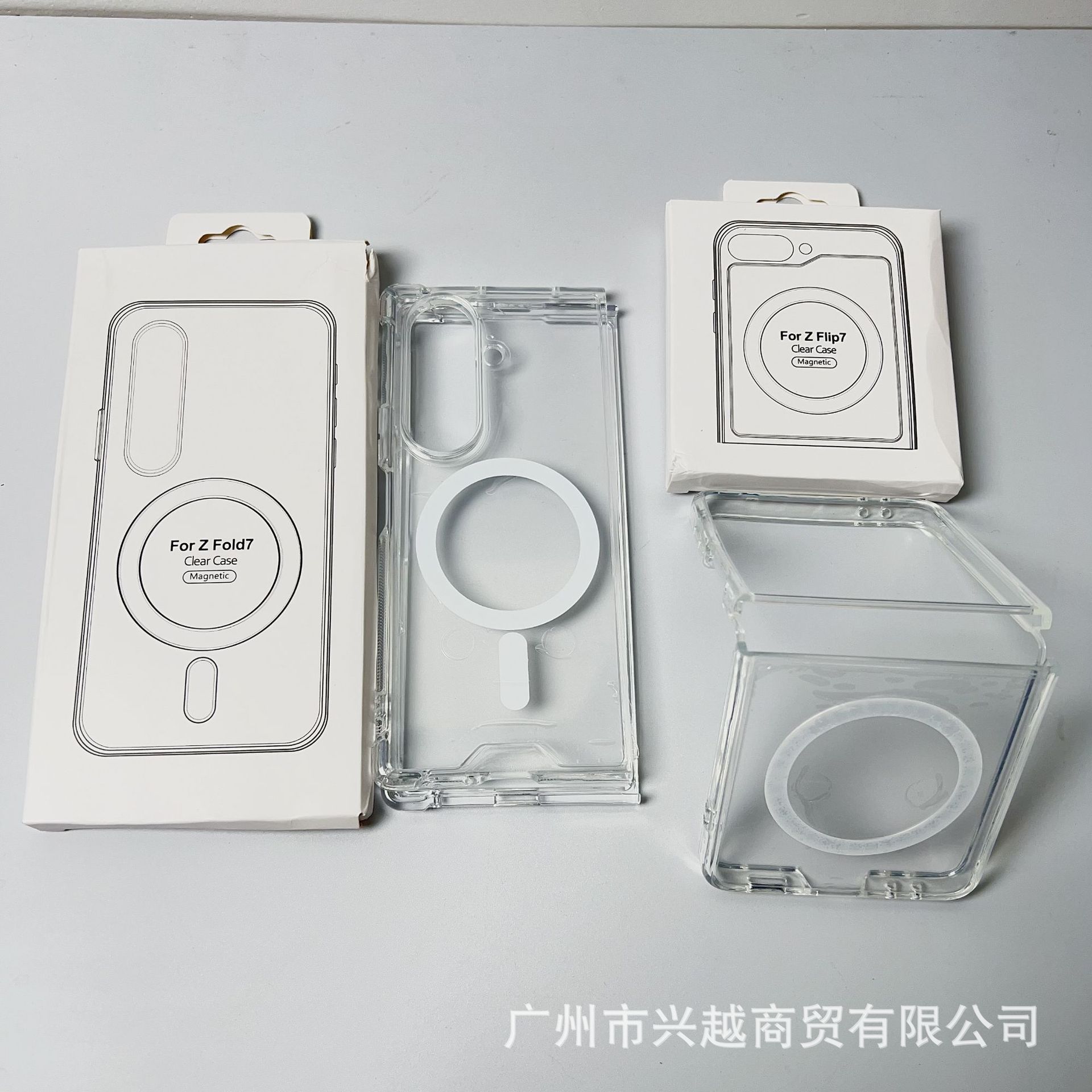 适用三星 zflip7四角防摔磁吸壳zflip5/4/3折叠透明手机壳Samsung