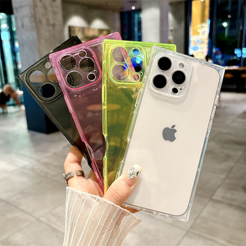 Suitable for 11 Creative Models 14 Apple 16 Promax Square Mobile Phone Case iPhone 17 Anti-Fall Cover 13 Transparent Tpu