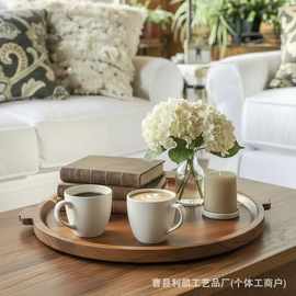 日式圆盘相思木家用熟食果盘咖啡桌装饰托盘厨房披萨盘家用干果盘