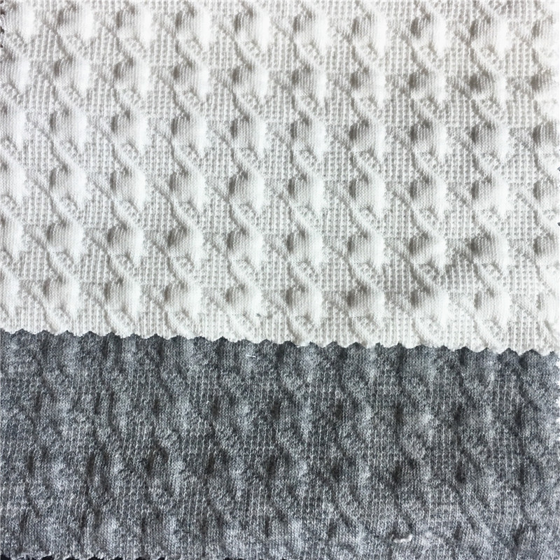 现货涤棉提花空气层 TC夹丝空气层小千鸟提花格 秋冬保暖套装面料