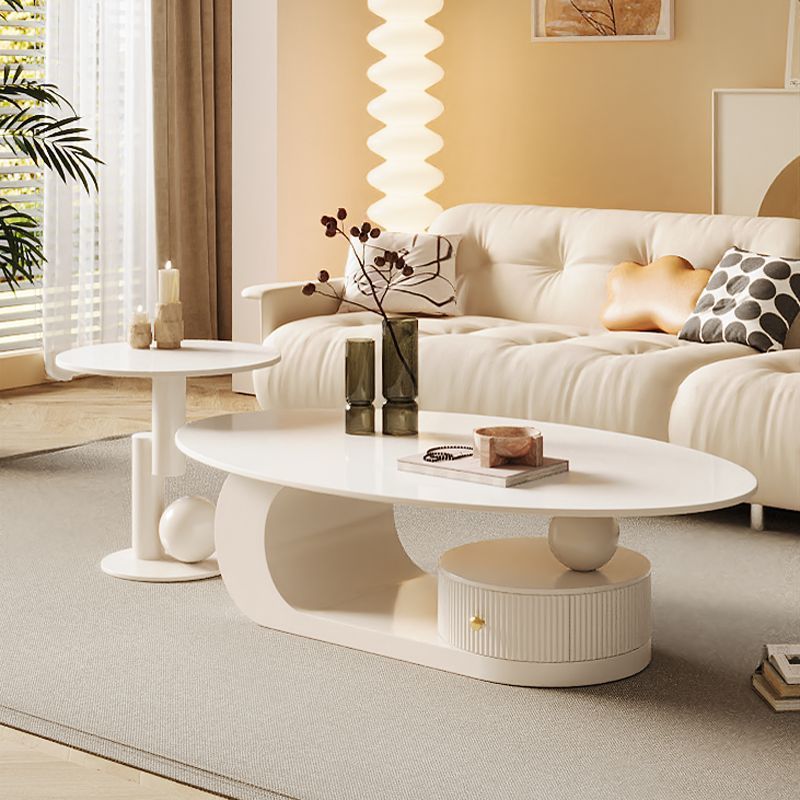 Tabla de té ovalada de roca de viento de crema, tabla de té de hierro forjado de sala de estar, nuevo tipo de té negro en línea