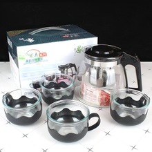 新款茶韵泡茶壶五件套单只 耐热玻璃水壶 大容量家用过滤茶具