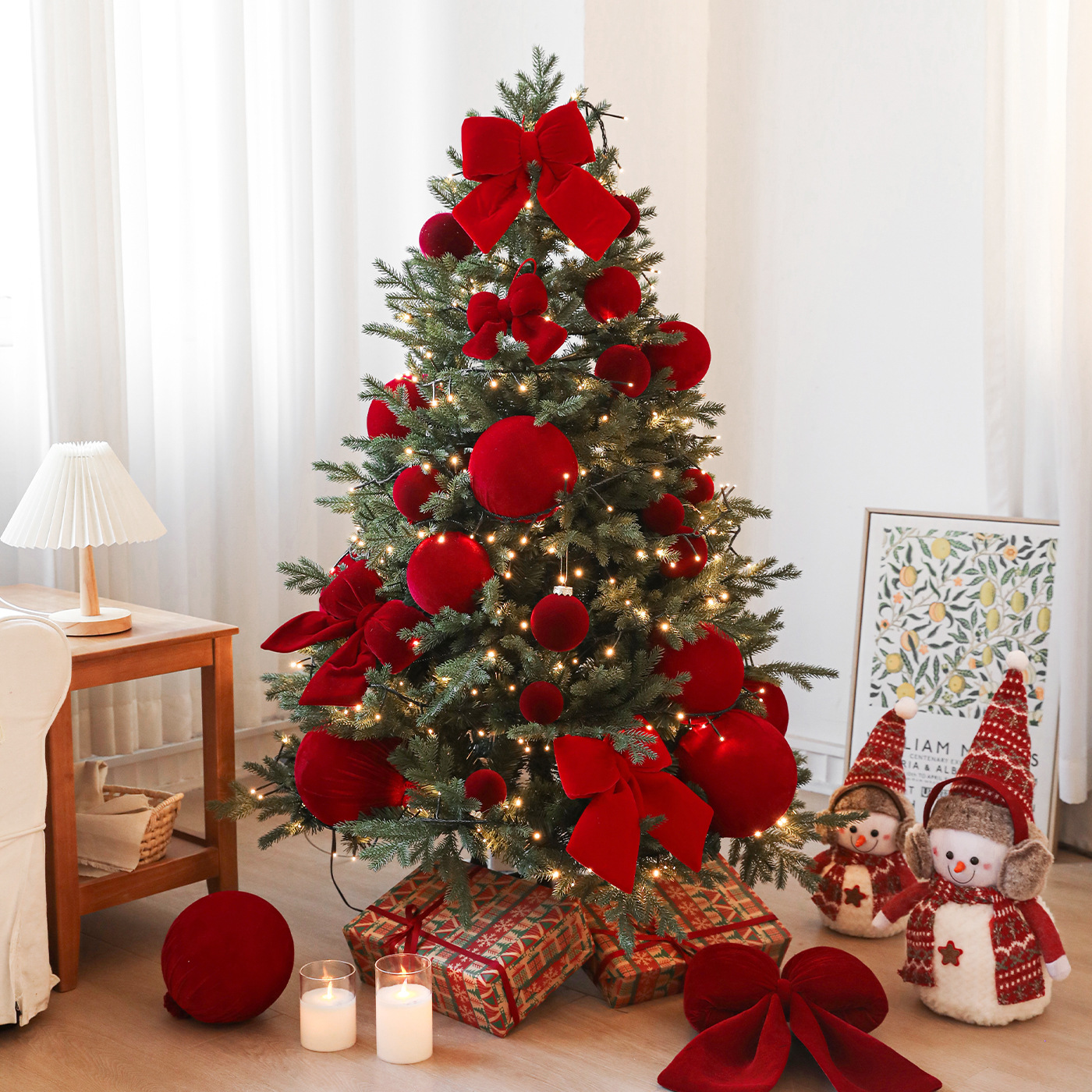 Nuevo vino rojo tela de flocado bola de Navidad árbol de Navidad decoración colgante bola colgante diseño de decoración image 1