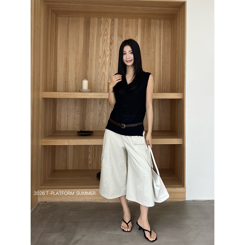 T-Platform Features the Popular American-Style Washed Multi-Pocket Cargo Pants for Women, Street Style Cropped Pants 16519 T-Platform Features the Popular American-Style Washed Multi-Pocket Cargo Pants for Women, Street Style Cropped Pants 16519